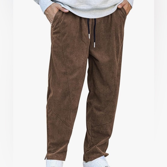 Men’s brown corduroy drawstring pants - Picture 1 of 2